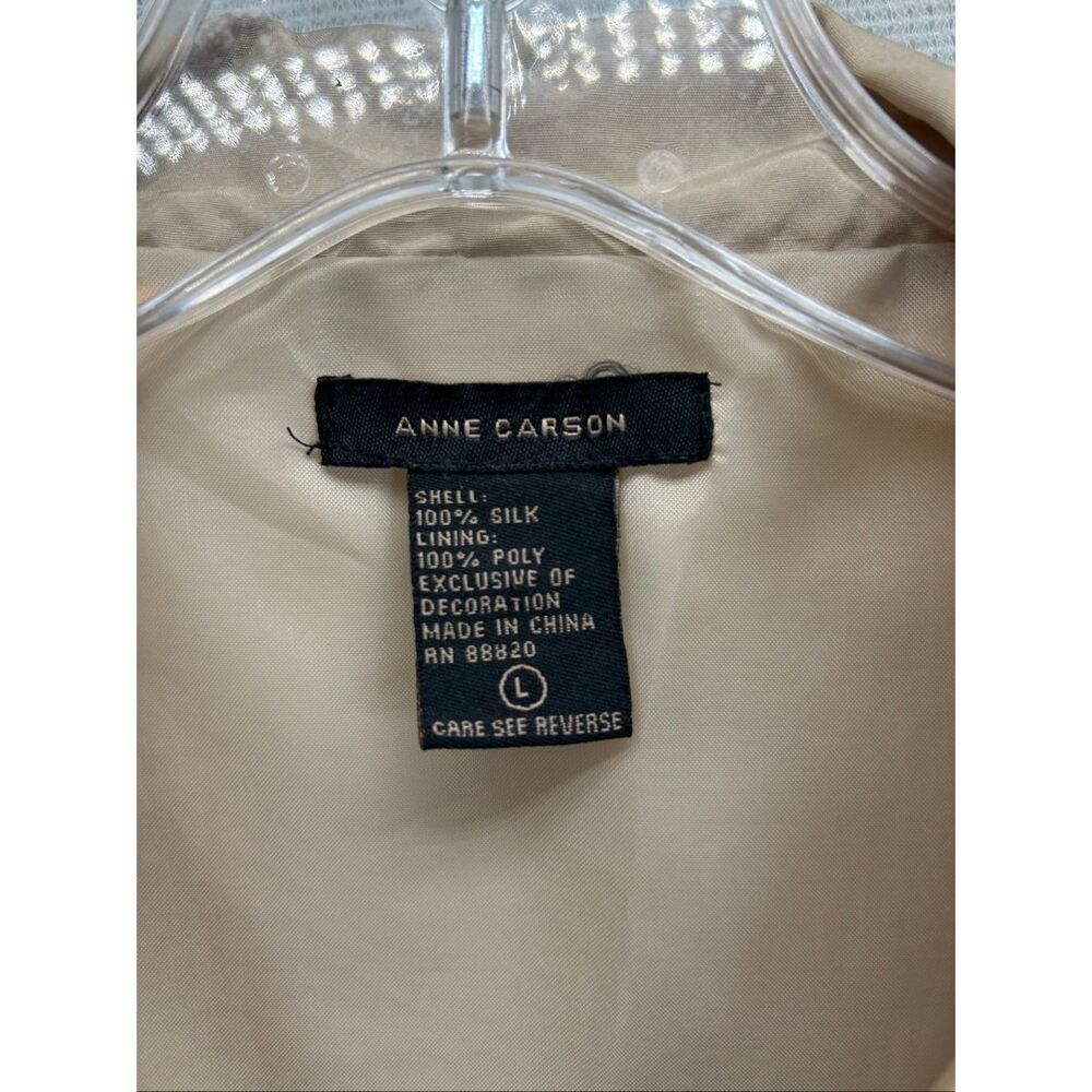 Anne Carson 100% Silk Blouse Vintage Beaded Floral Sheer Embroidery Cream L - Picture 7 of 9